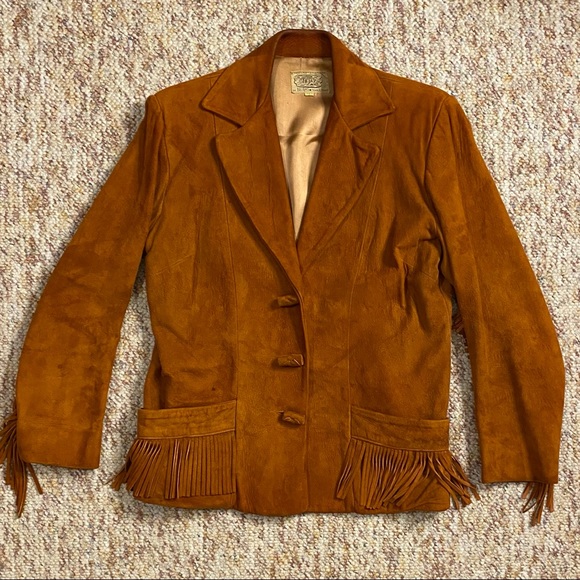 Vintage 70s suede leather fringed jacket - Picture 6 of 12